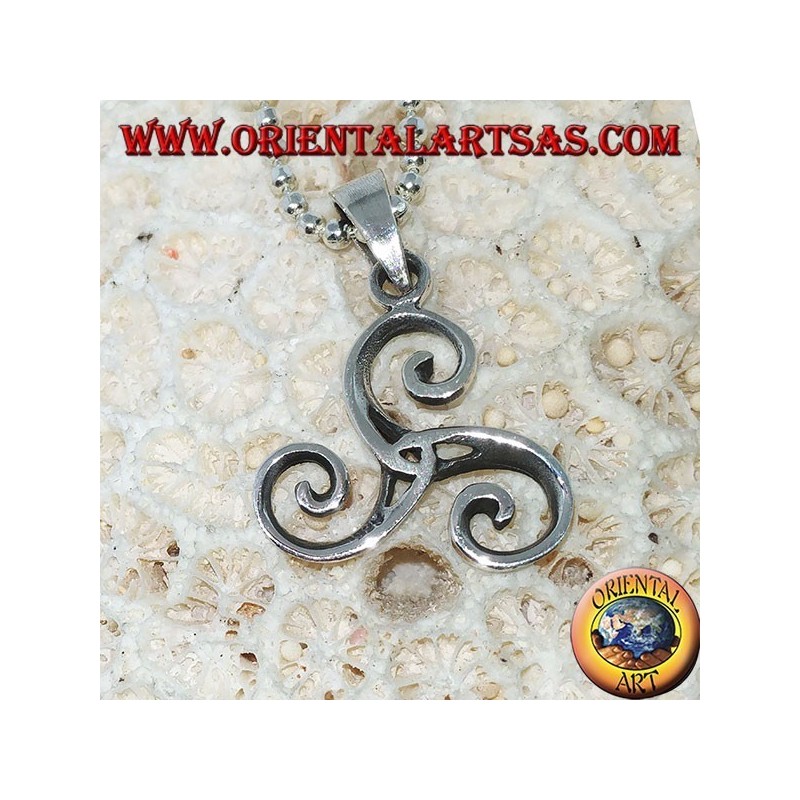 Colgante triskele de plata, triskell, triskelion con nudo tyrone en el centro