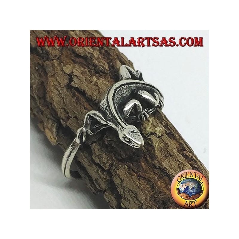 Bague en argent, forme de gekko gecko (petit)