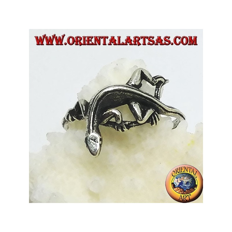 Silver ring, gekko gecko shape (small)