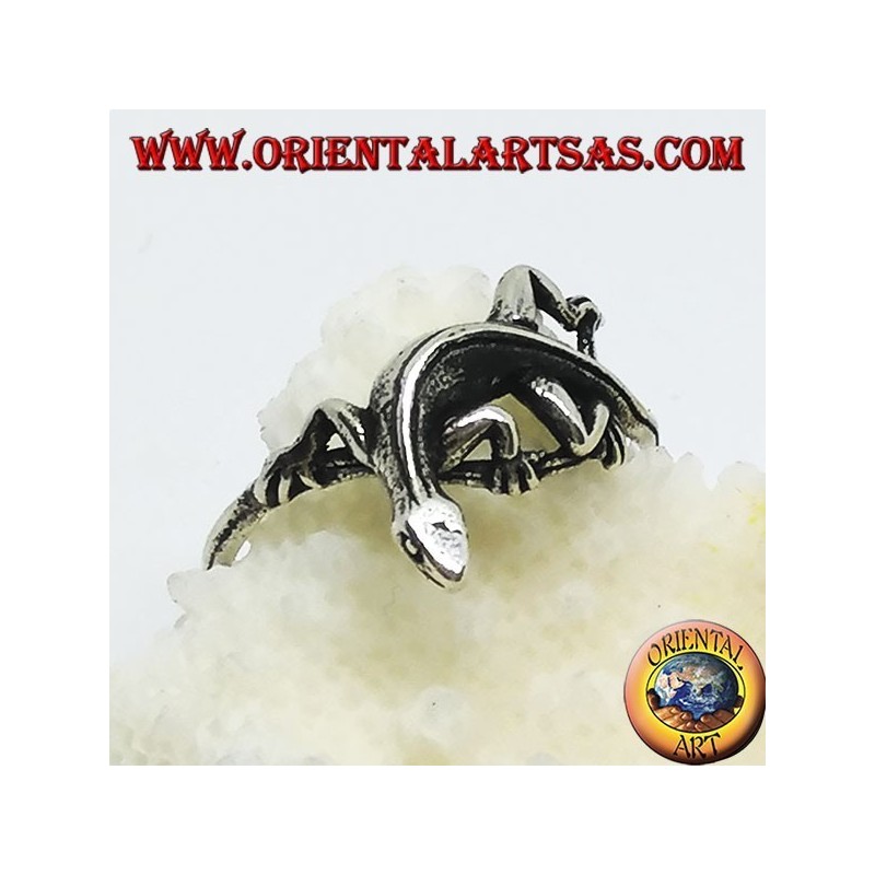 Bague en argent, forme de gekko gecko (petit)