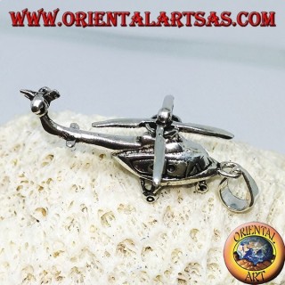 Silver pendant of a mobile helicopter