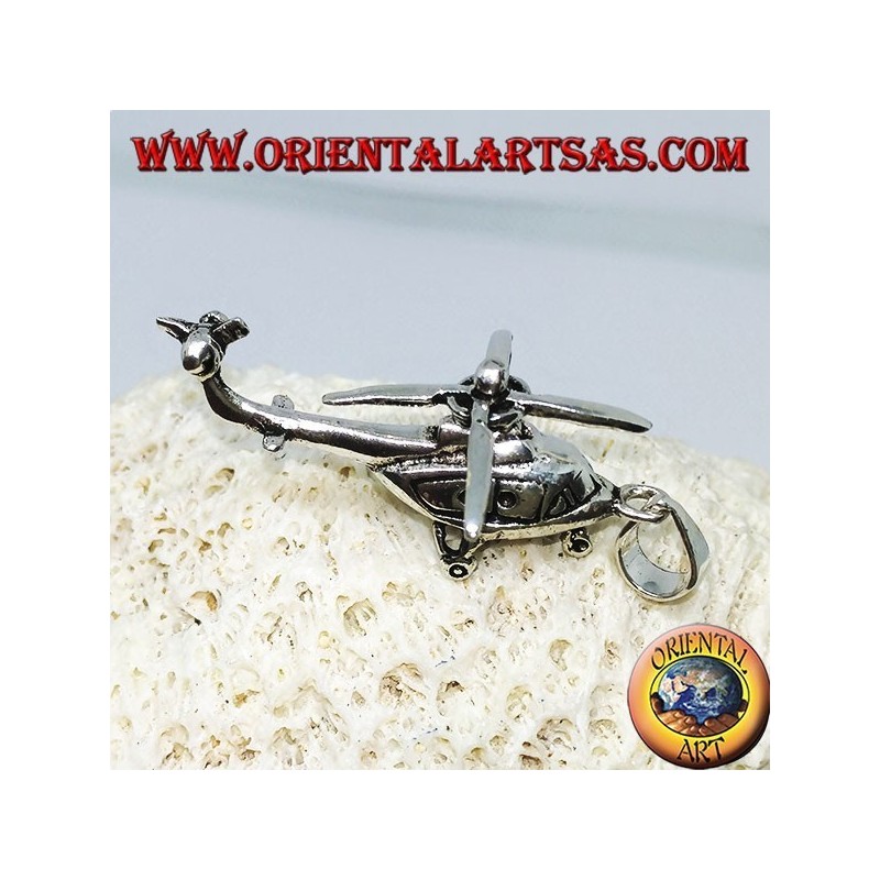 Silver pendant of a mobile helicopter