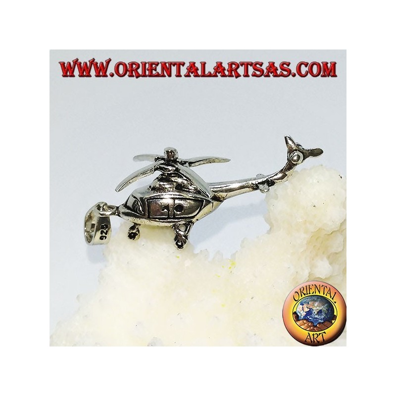 Pendentif en argent d'un hélicoptère mobile