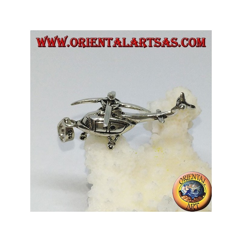 Pendentif en argent d'un hélicoptère mobile