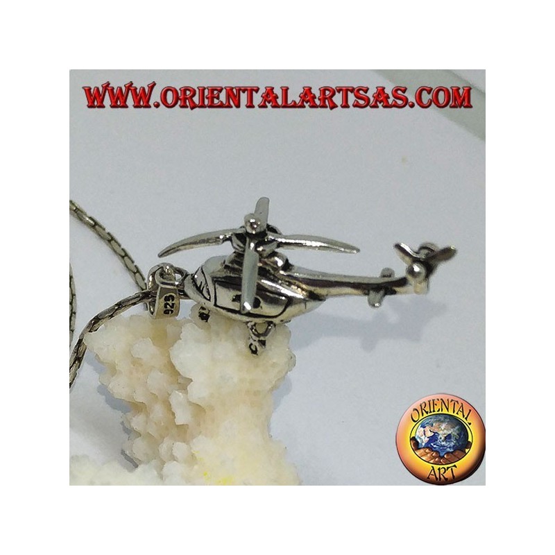 Pendentif en argent d'un hélicoptère mobile