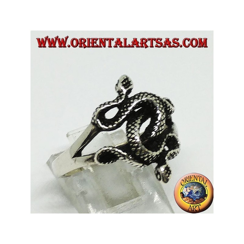 Anillo de plata con dos cobras retorcidas (medianas).