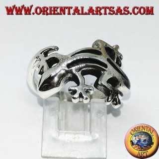 Silber Gecko gekko Ring, (mittel)