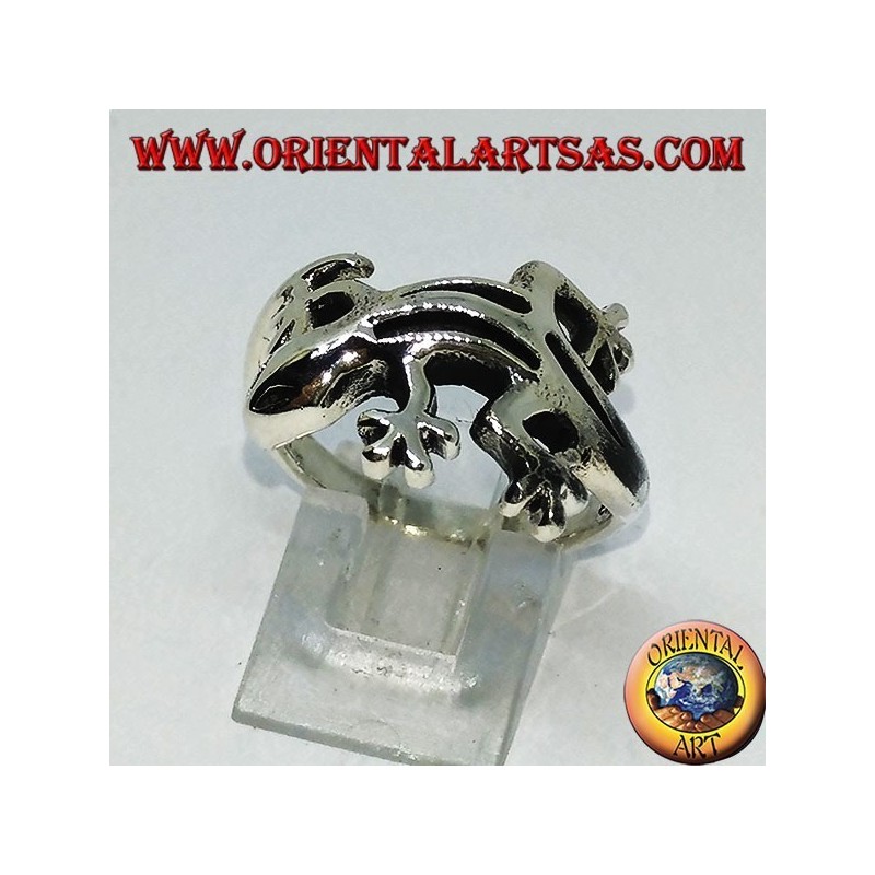 Silber Gecko gekko Ring, (mittel)
