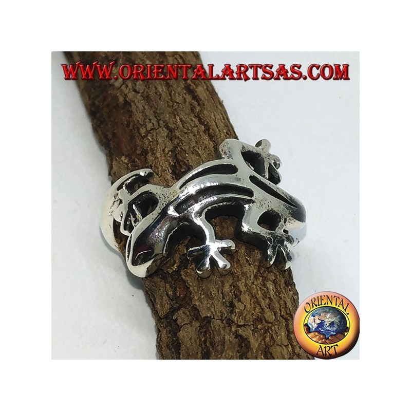 Silber Gecko gekko Ring, (mittel)