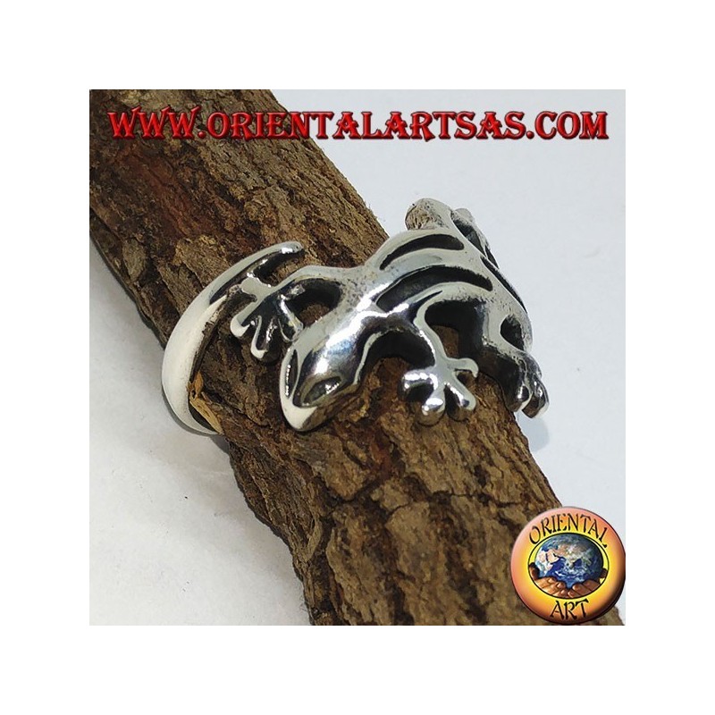 Anillo de plata gecko gekko, (medio)