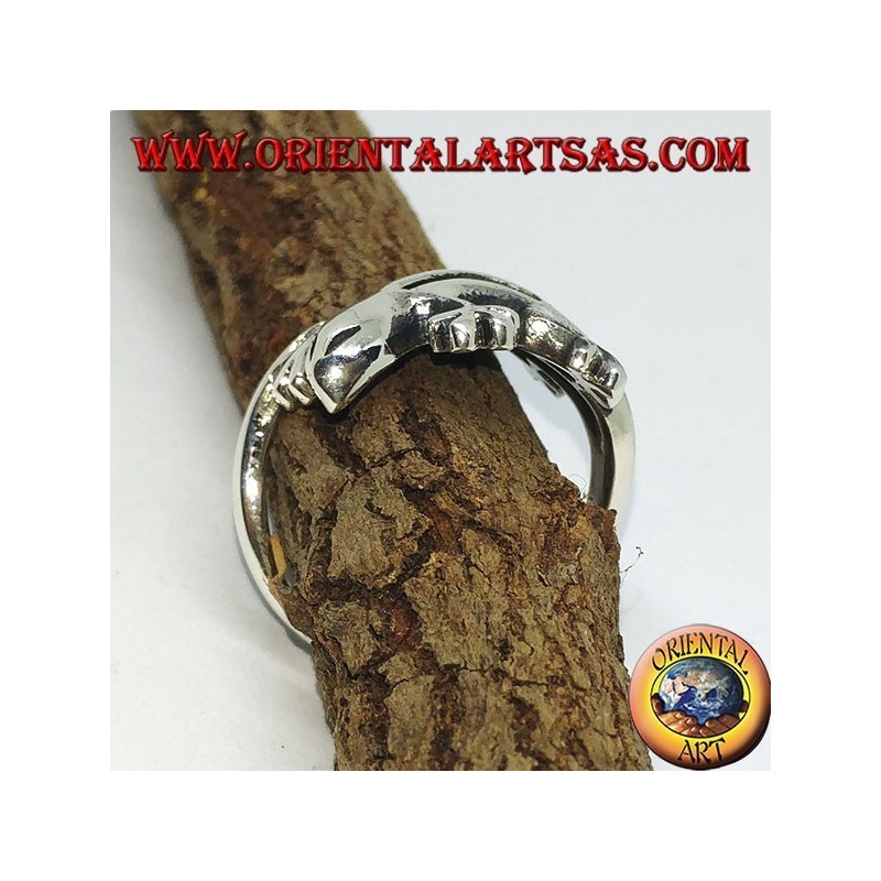 Silber Gecko gekko Ring, (mittel)