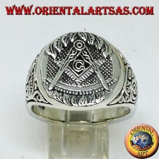 Bague en argent, boussole Freemason symbole équipe et G