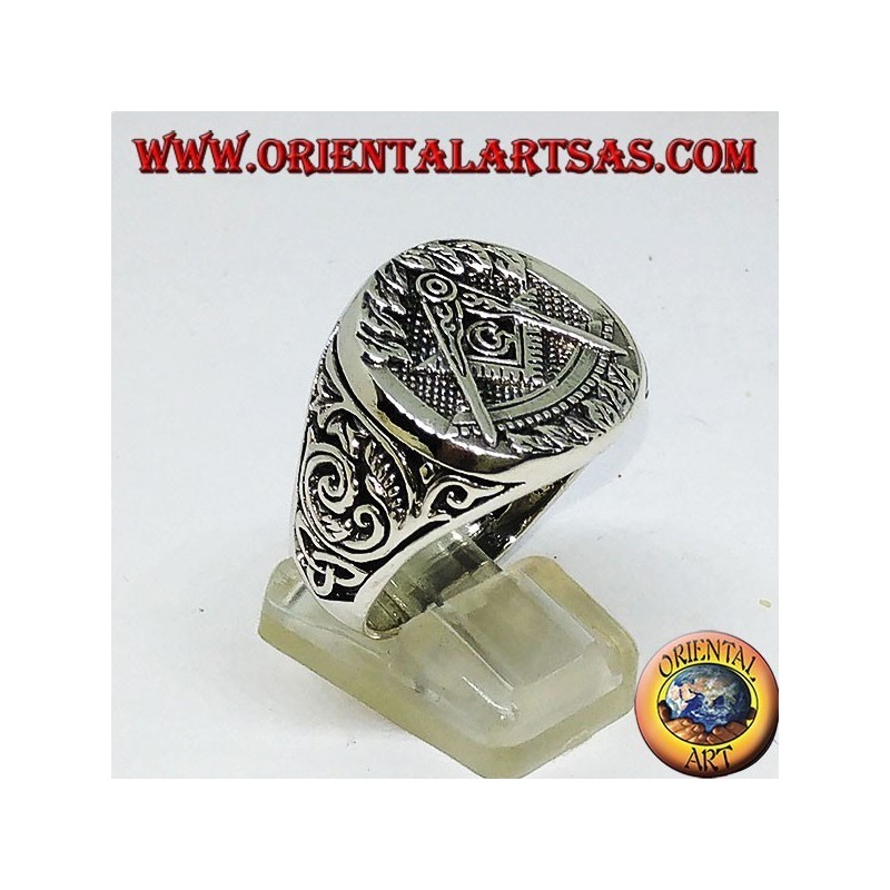 Bague en argent, boussole Freemason symbole équipe et G