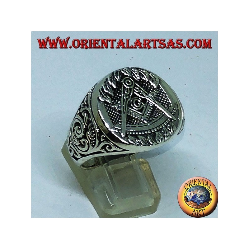 Silber Ring, Kompass-Symbol Team Freimaurer und G