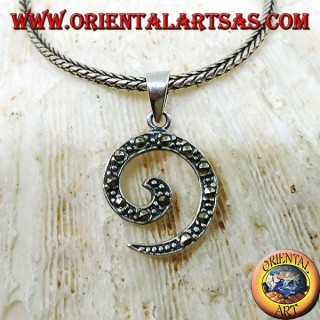 Pendentif spirale en argent avec marcassite