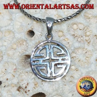 Pendentif en argent Shou (symbole de bénédiction du Feng Shui)