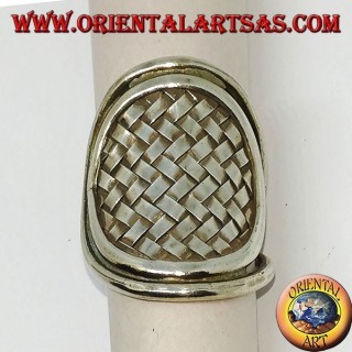 Bague en argent, bouclier tressé Karen fait main