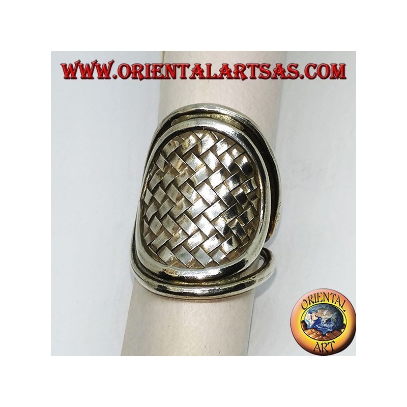 Bague en argent, bouclier tressé Karen fait main