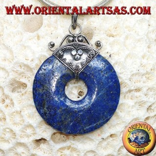 Pendentif en argent avec donut en lapis-lazuli de mm. 37