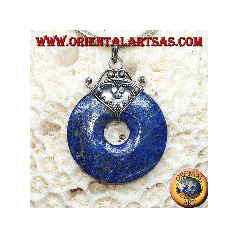 Silberanhänger mit Lapislazuli Donut von mm. 37