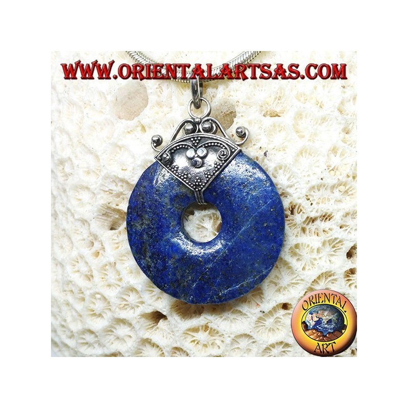 Silberanhänger mit Lapislazuli Donut von mm. 37