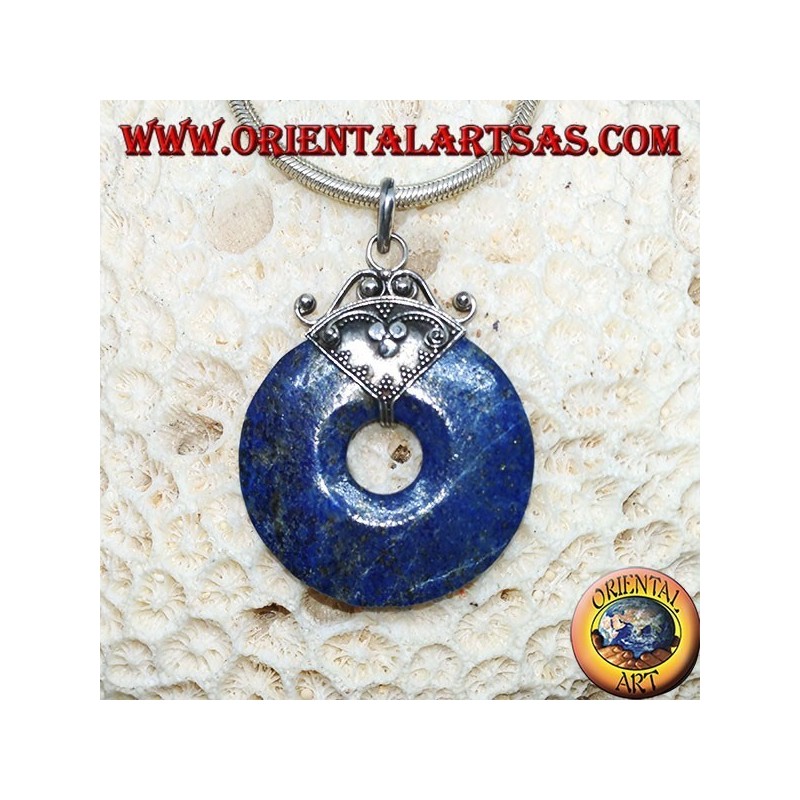 Silberanhänger mit Lapislazuli Donut von mm. 37