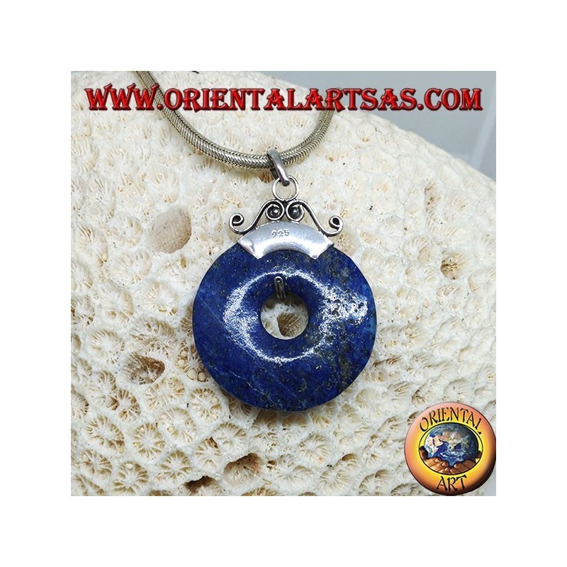 Pendentif en argent avec donut en lapis-lazuli de mm. 37