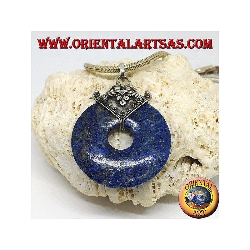 Silberanhänger mit Lapislazuli Donut von mm. 37