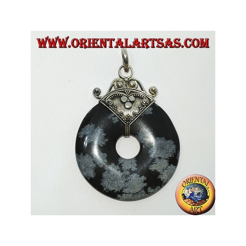 Silberanhänger mit Obsidian Donut von mm. 37