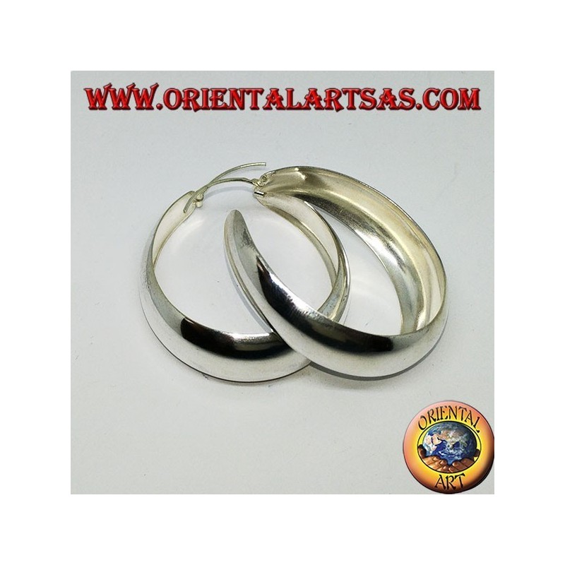 Créoles en argent, large bande convexe