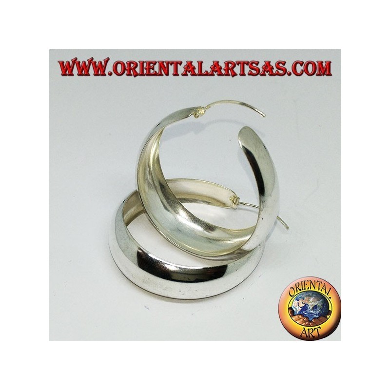 Créoles en argent, large bande convexe