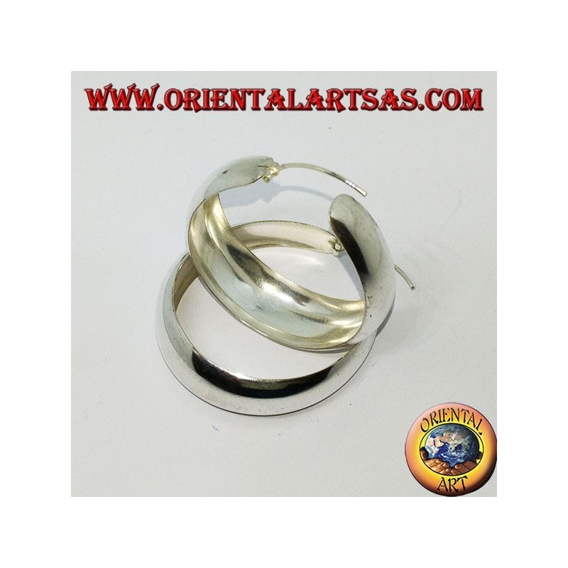 Créoles en argent, large bande convexe