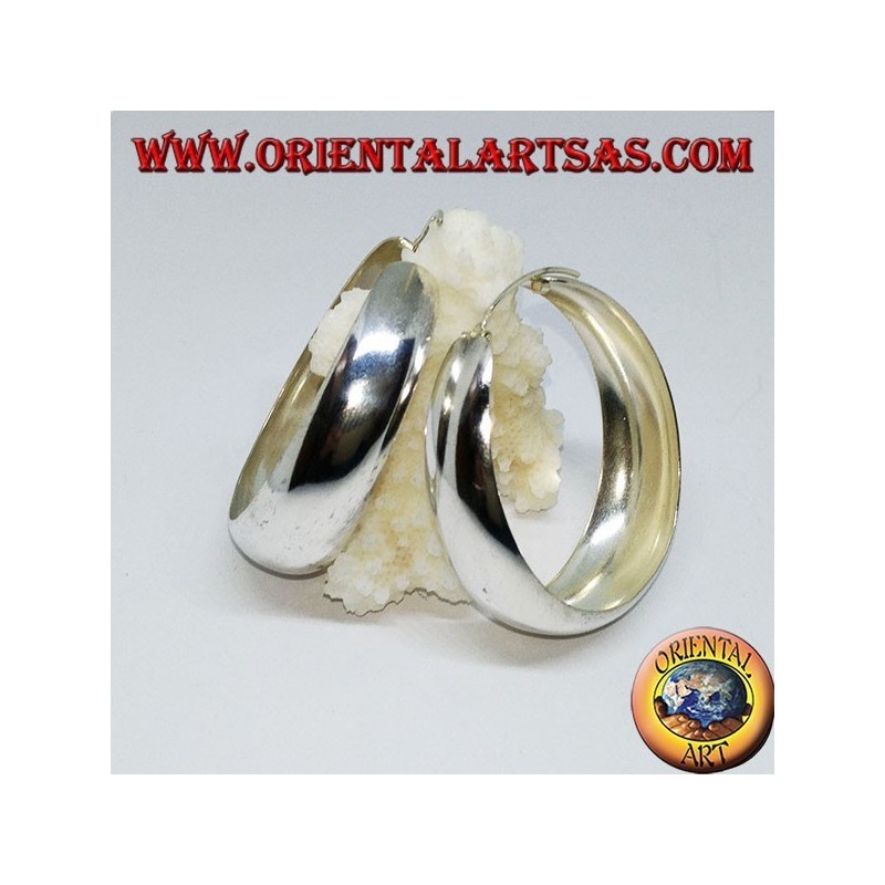 Créoles en argent, large bande convexe