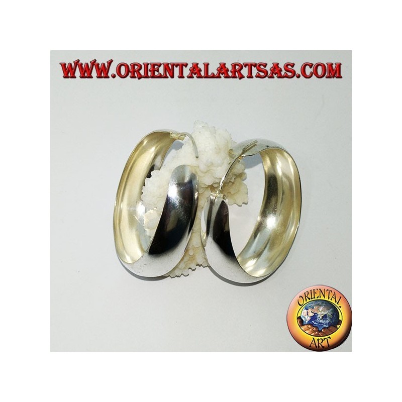 Créoles en argent, large bande convexe