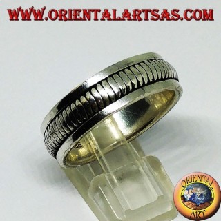 Anello fedina in argento Girevole antistress a doppio anello rotante