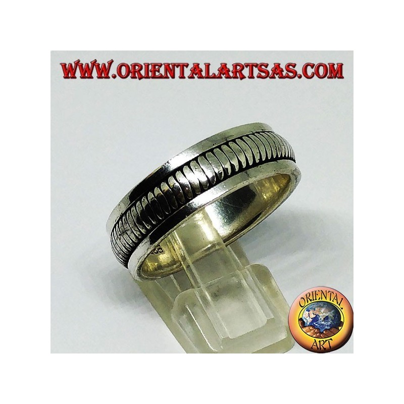 Bague en argent Bague anti-stress rotative à double bague rotative