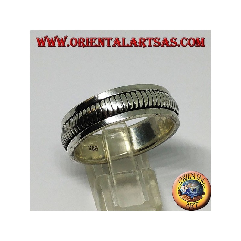 Silberbandring Drehbarer Antistressring mit doppeltem Drehring