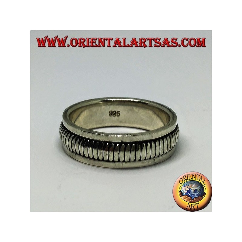Silberbandring Drehbarer Antistressring mit doppeltem Drehring