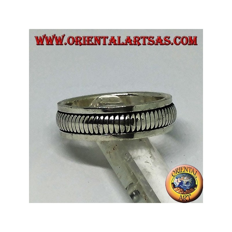 Anillo de banda de plata Anillo antiestrés giratorio con doble anillo giratorio