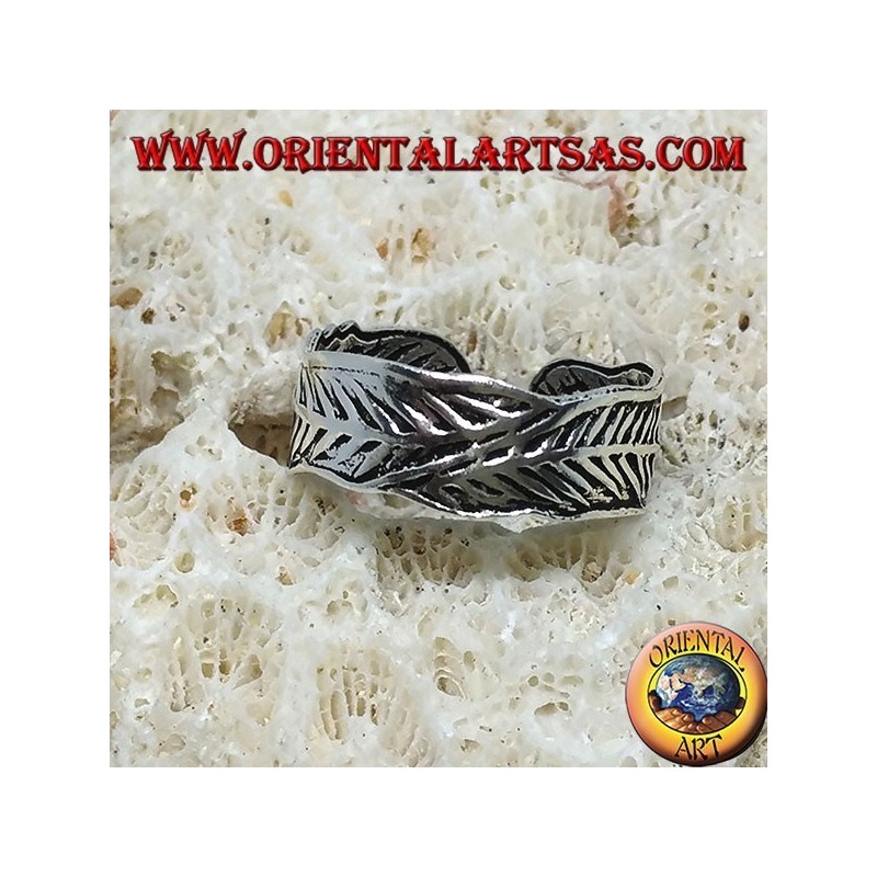 Anello in argento per piedi o per falange , piume