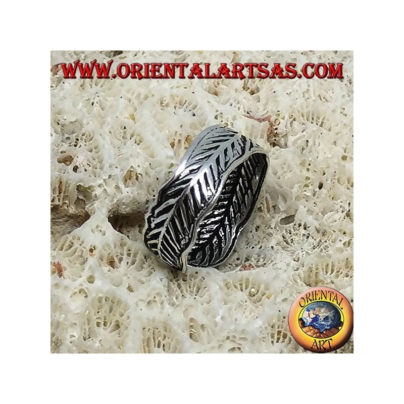 Anillo de plata para los pies o la falange, plumas.