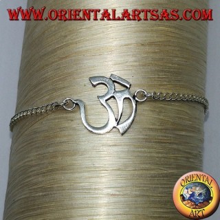 Soft silver bracelet with Aum or Om symbol (ॐ)