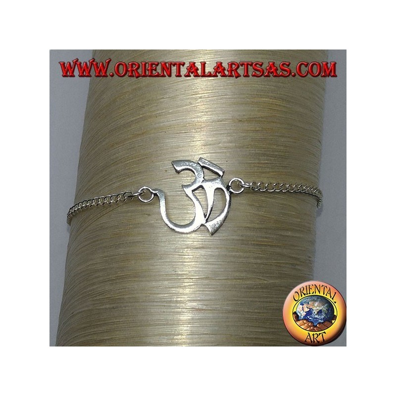 Bracelet en argent souple avec symbole Aum ou Om ( ॐ )