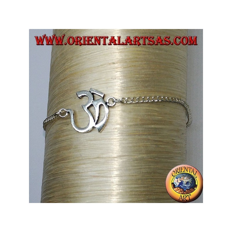 Pulsera de plata suave con el símbolo de Aum u Om (ॐ)