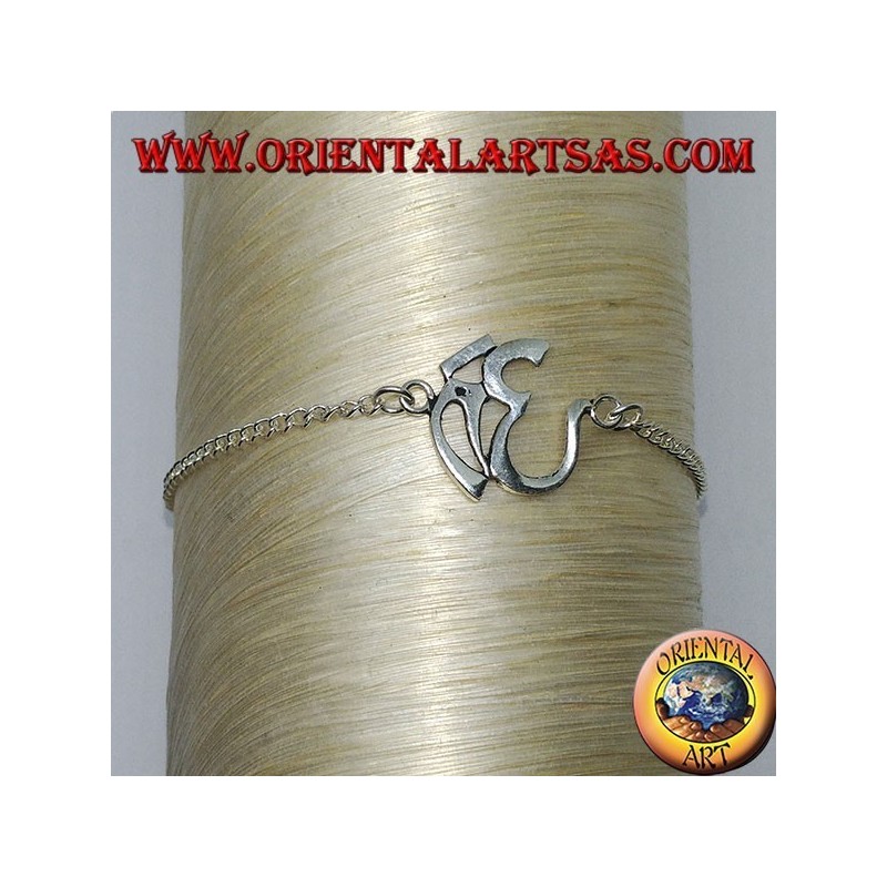 Weiches Silberarmband mit Aum- oder Om-Symbol (ॐ)