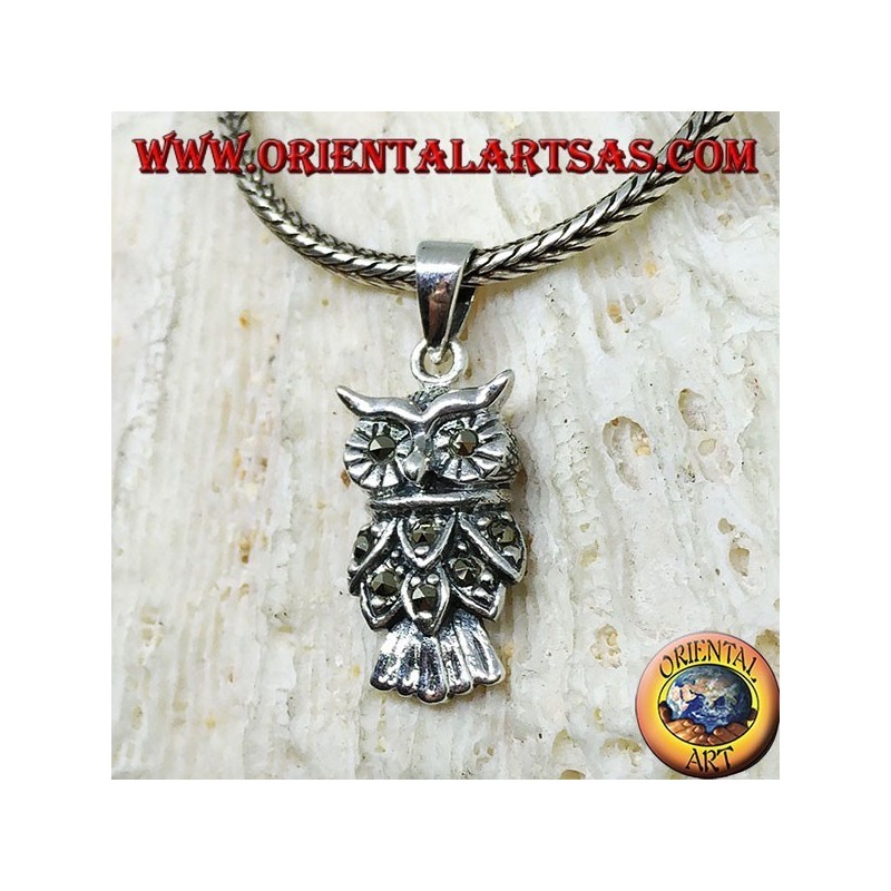 Ciondolo in argento gufo con marcasite