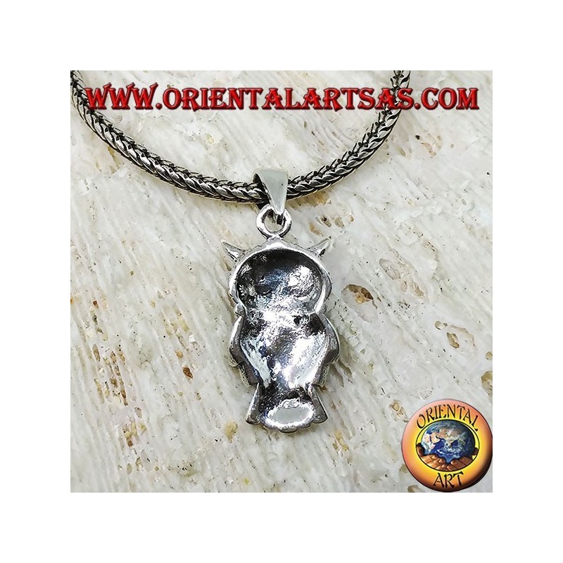 Silver owl pendant with marcasite
