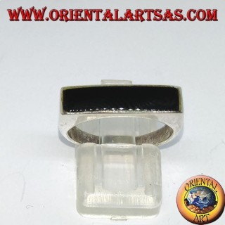 Anello in argento con onice  rettangolare stretta