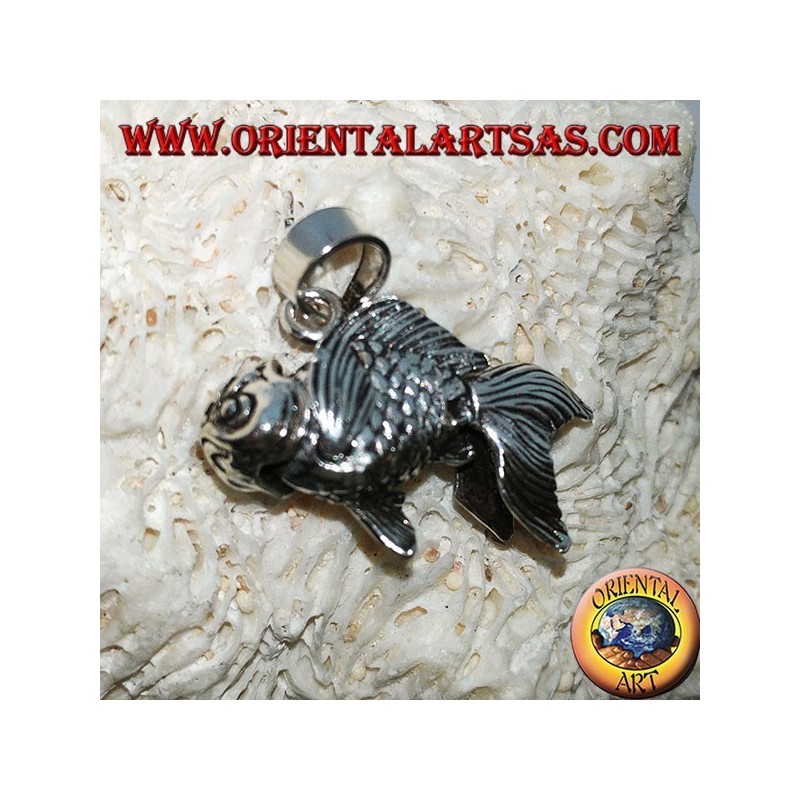 Pendentif mobile poisson rouge en argent