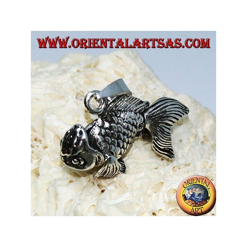 Pendentif mobile poisson rouge en argent